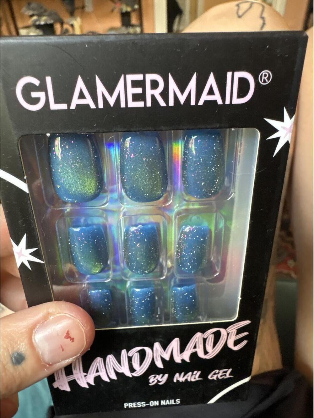 Glamermaid Press-on Nails! Cat Eye/Teal Mirage (Handmade) - Picture 2 of 3